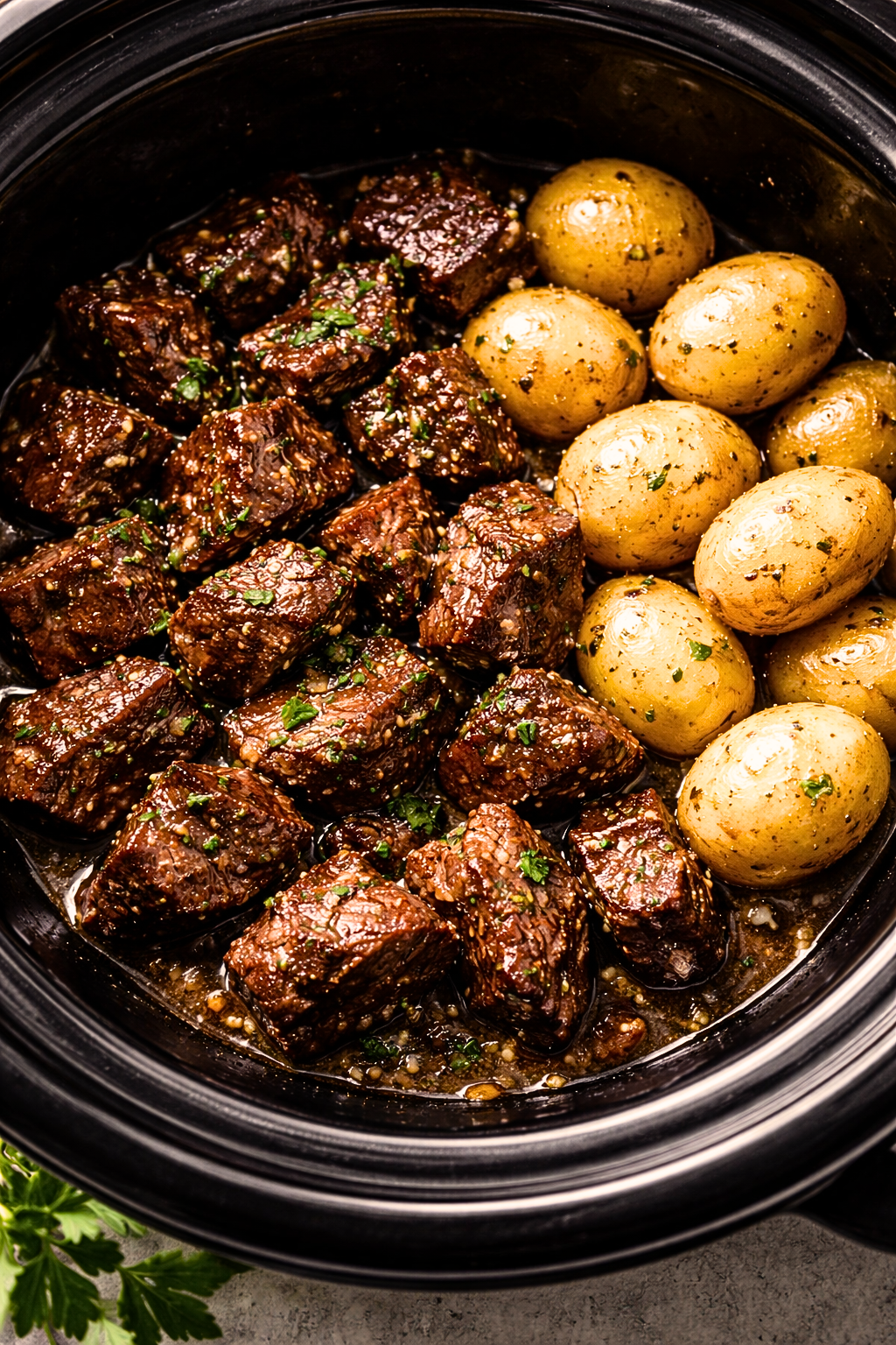 Super Easy Garlic Butter Beef and Potatoes